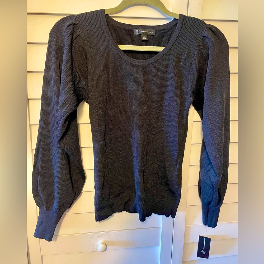 INC Balloon Long Sleeve Ribbed Top